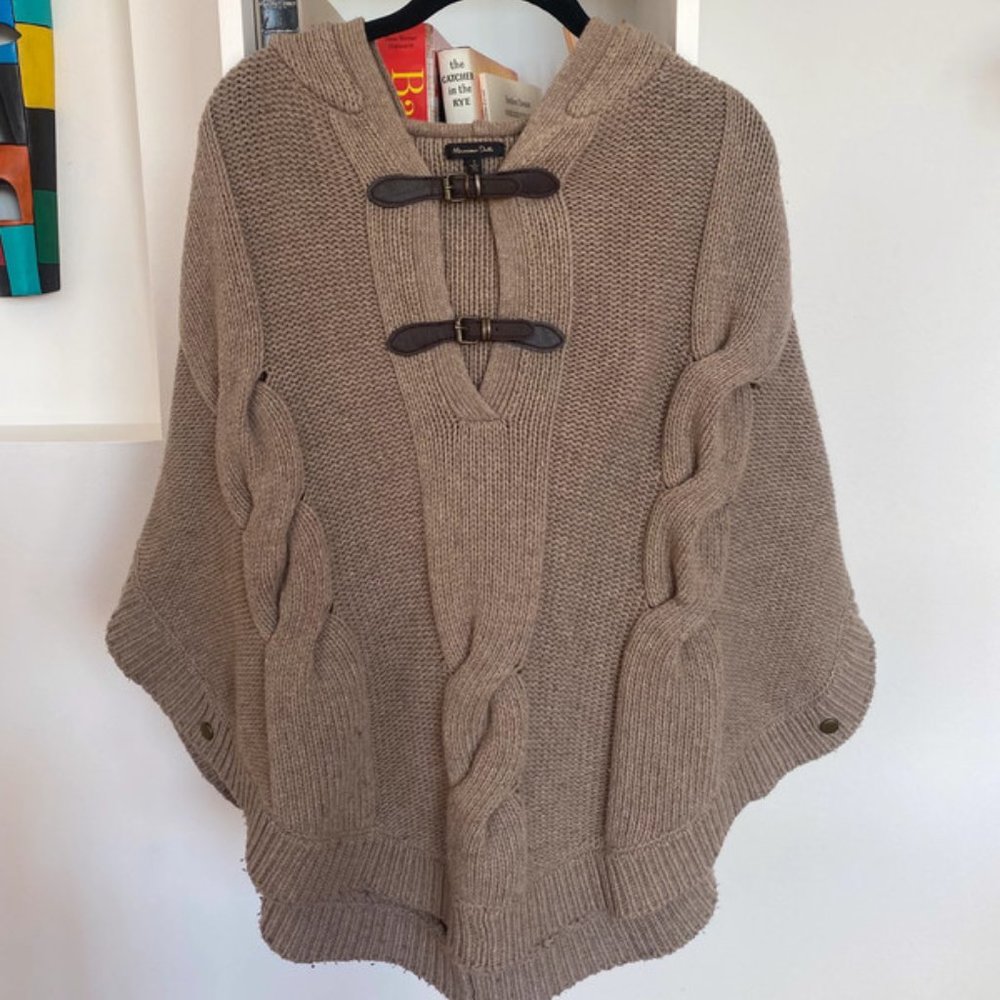 Wool-Angora-Cashmere brown poncho